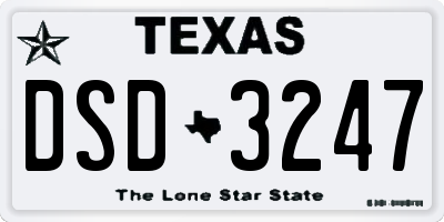 TX license plate DSD3247