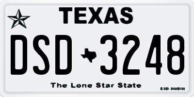 TX license plate DSD3248