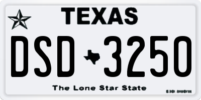 TX license plate DSD3250