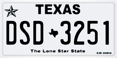 TX license plate DSD3251