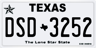 TX license plate DSD3252