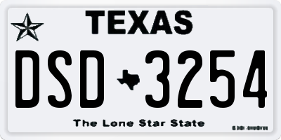 TX license plate DSD3254
