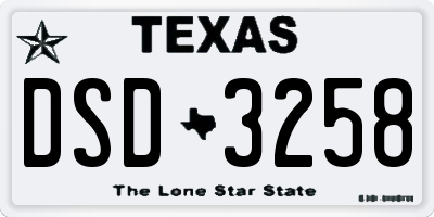 TX license plate DSD3258