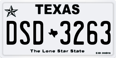 TX license plate DSD3263