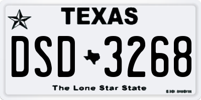 TX license plate DSD3268