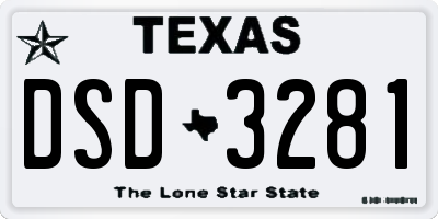 TX license plate DSD3281