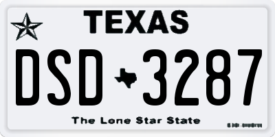 TX license plate DSD3287