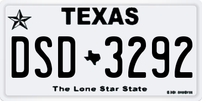 TX license plate DSD3292