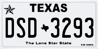 TX license plate DSD3293