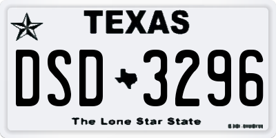 TX license plate DSD3296