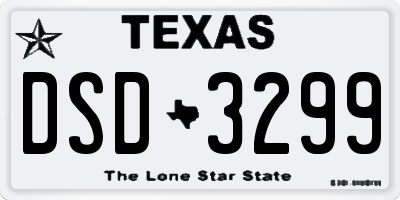 TX license plate DSD3299