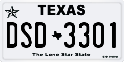 TX license plate DSD3301