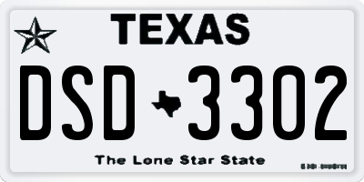 TX license plate DSD3302