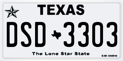 TX license plate DSD3303