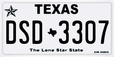 TX license plate DSD3307
