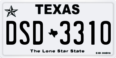 TX license plate DSD3310