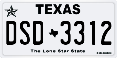 TX license plate DSD3312