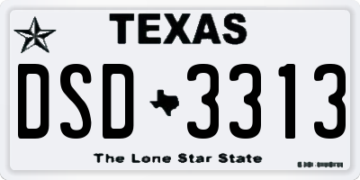 TX license plate DSD3313
