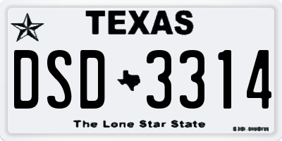 TX license plate DSD3314