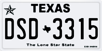 TX license plate DSD3315