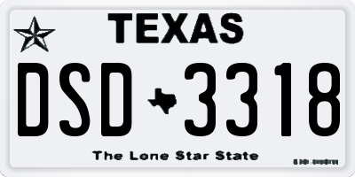 TX license plate DSD3318