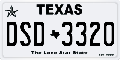 TX license plate DSD3320