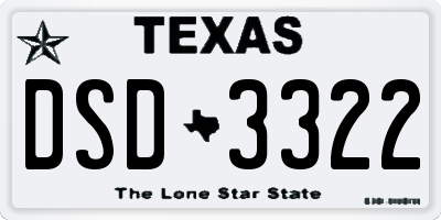 TX license plate DSD3322