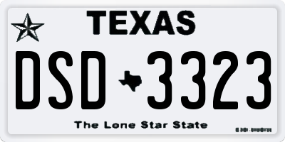 TX license plate DSD3323