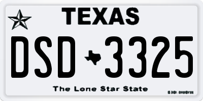 TX license plate DSD3325