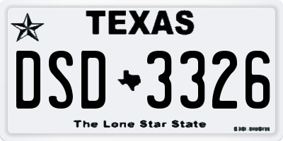 TX license plate DSD3326