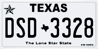 TX license plate DSD3328