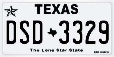 TX license plate DSD3329