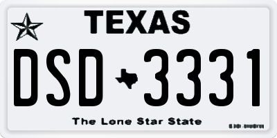 TX license plate DSD3331