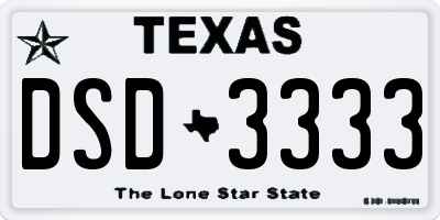 TX license plate DSD3333