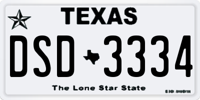 TX license plate DSD3334