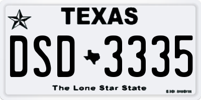 TX license plate DSD3335
