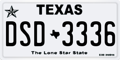 TX license plate DSD3336