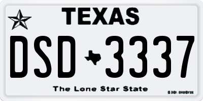 TX license plate DSD3337