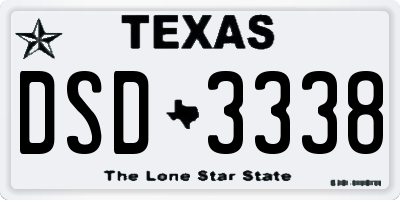 TX license plate DSD3338