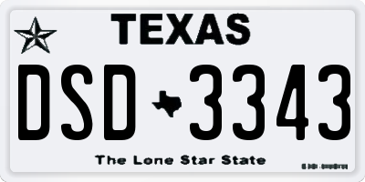 TX license plate DSD3343