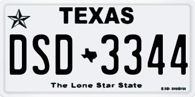 TX license plate DSD3344
