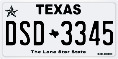 TX license plate DSD3345