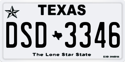 TX license plate DSD3346