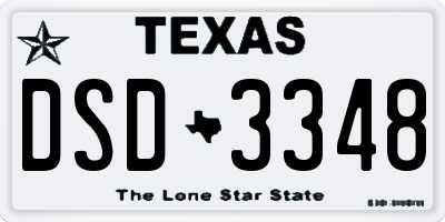 TX license plate DSD3348