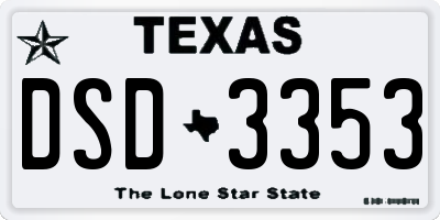 TX license plate DSD3353
