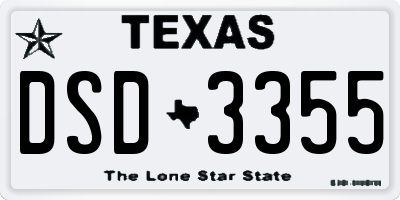TX license plate DSD3355