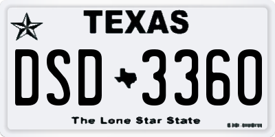 TX license plate DSD3360