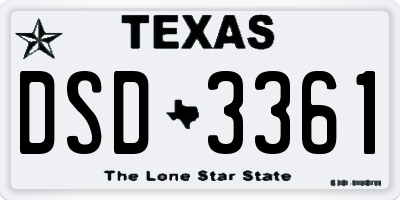 TX license plate DSD3361