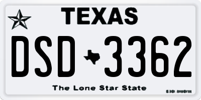 TX license plate DSD3362