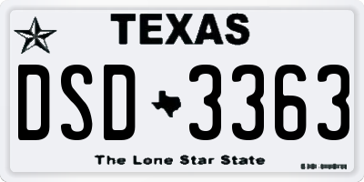 TX license plate DSD3363